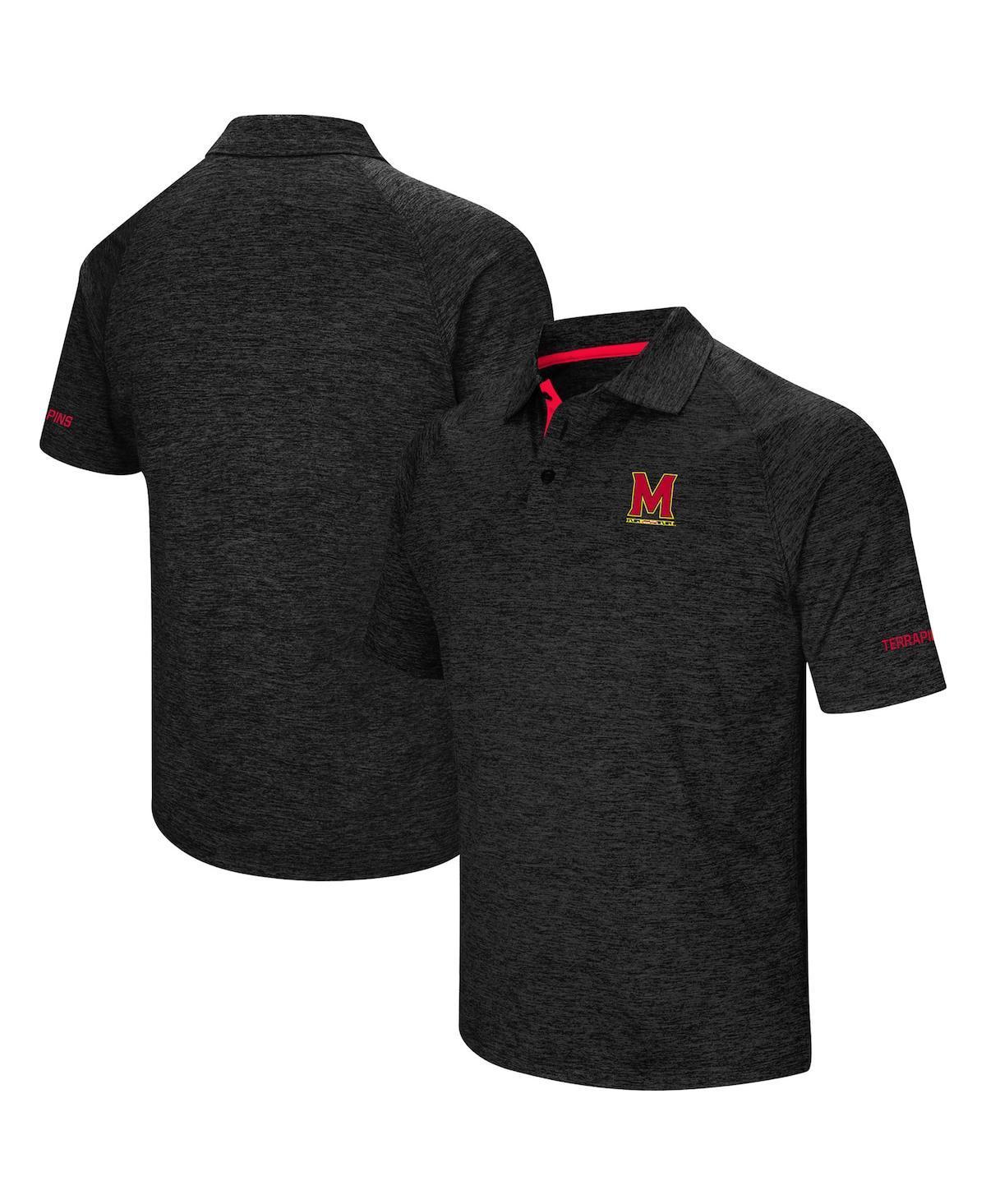 Mens Colosseum Black Maryland Terrapins Down Swing Polo Product Image