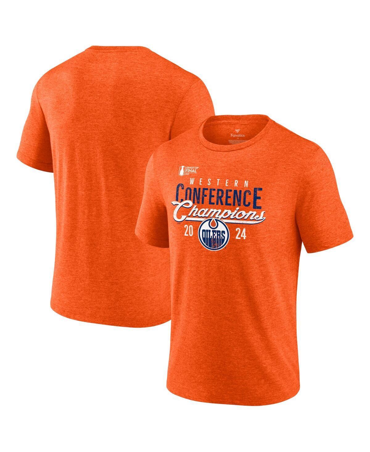 Mens Fanatics Heather Orange Edmonton Oilers 2024 Western Conference Champions Tri-Blend T-Shirt Product Image