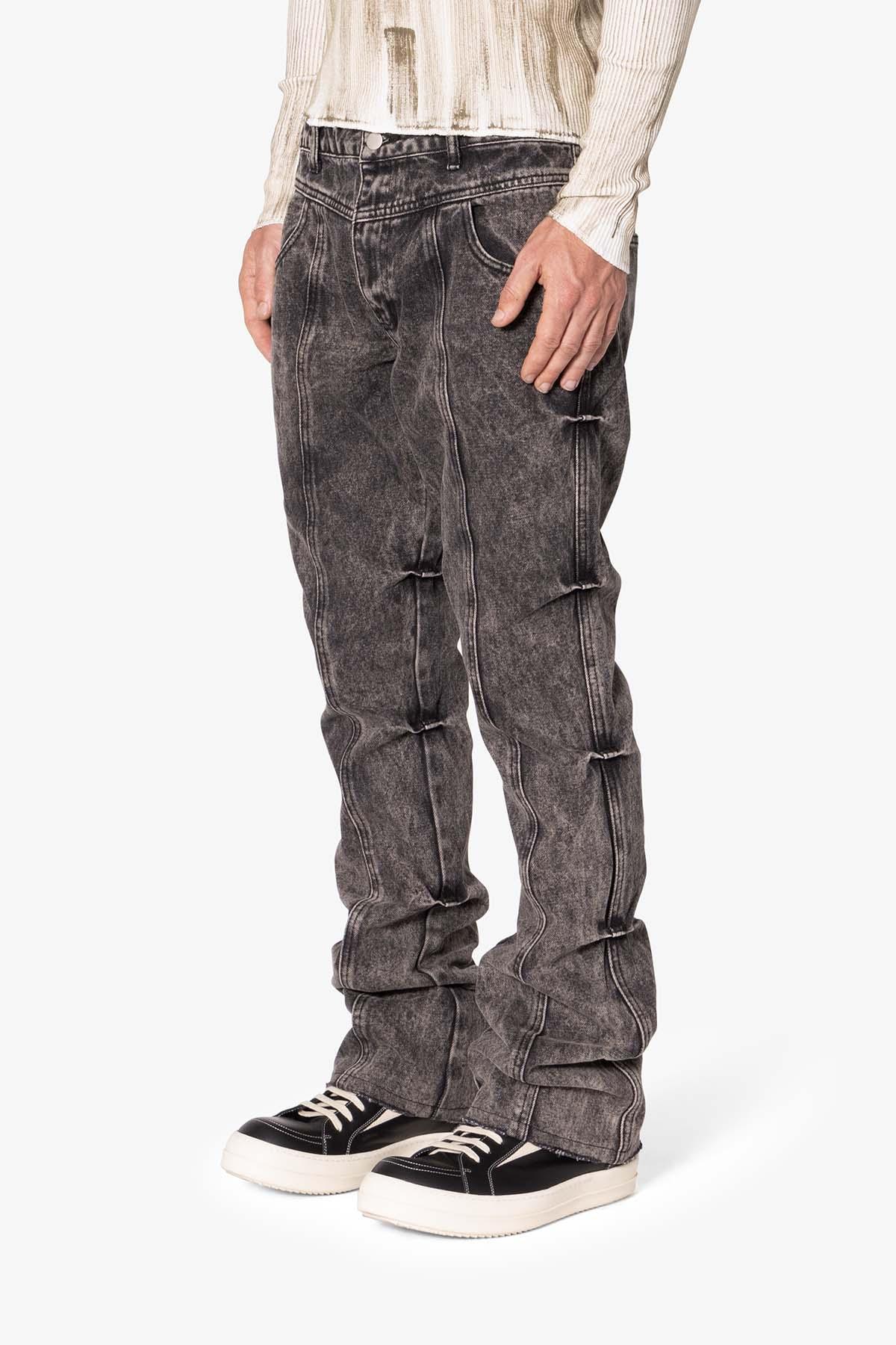 B648 Side Pinned Flare Denim - Washed Black Product Image