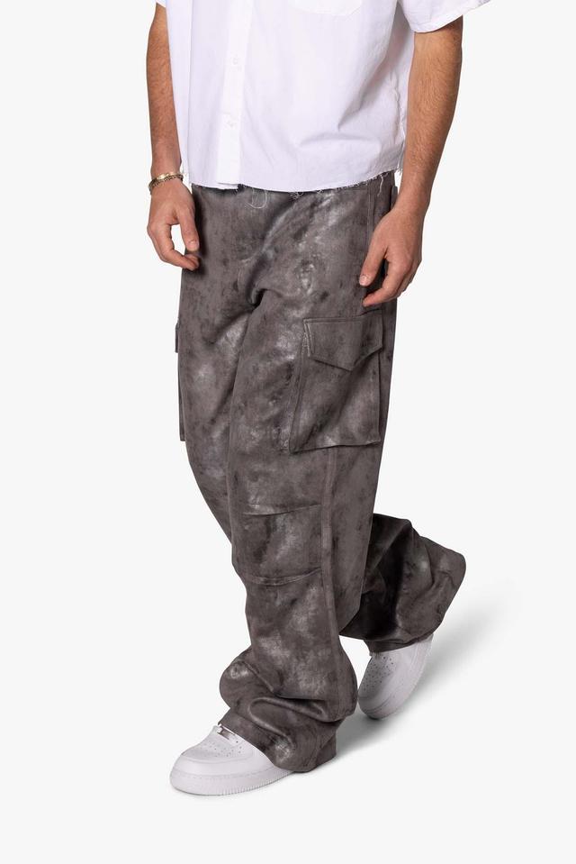 Baggy Dual Tone Sueded Cargo Pants - Grey Product Image