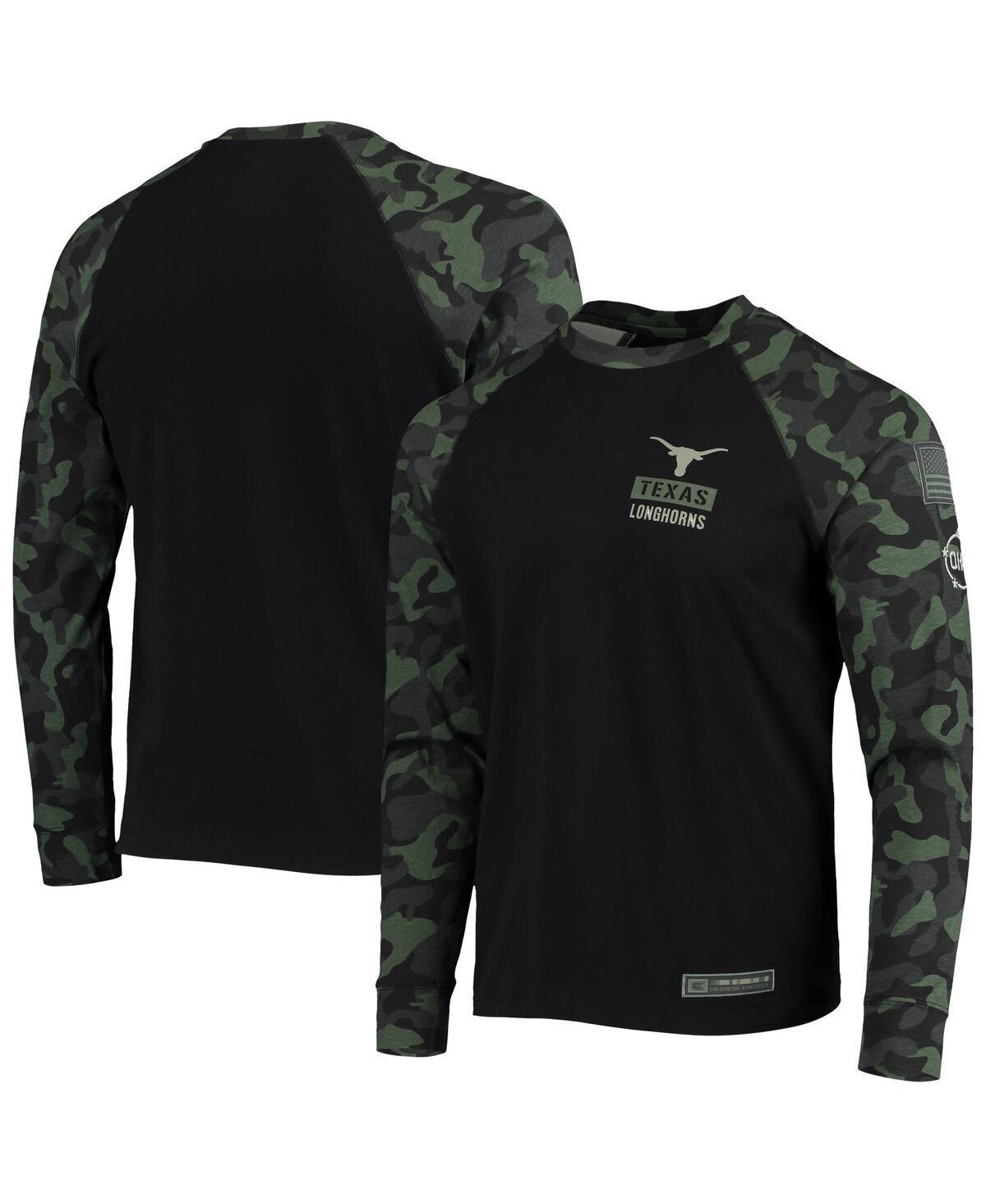 Mens Colosseum Black Texas Longhorns Oht Military-Inspired Appreciation Camo Raglan Long Sleeve T-shirt Product Image