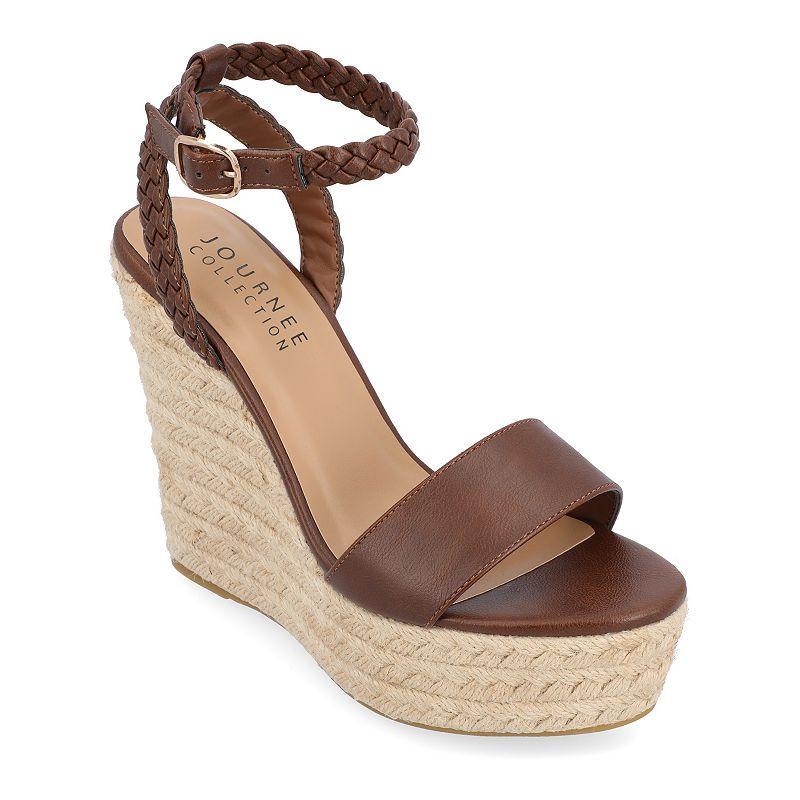 Journee Collection Andiah Womens Wedge Slide Sandals Brown Product Image