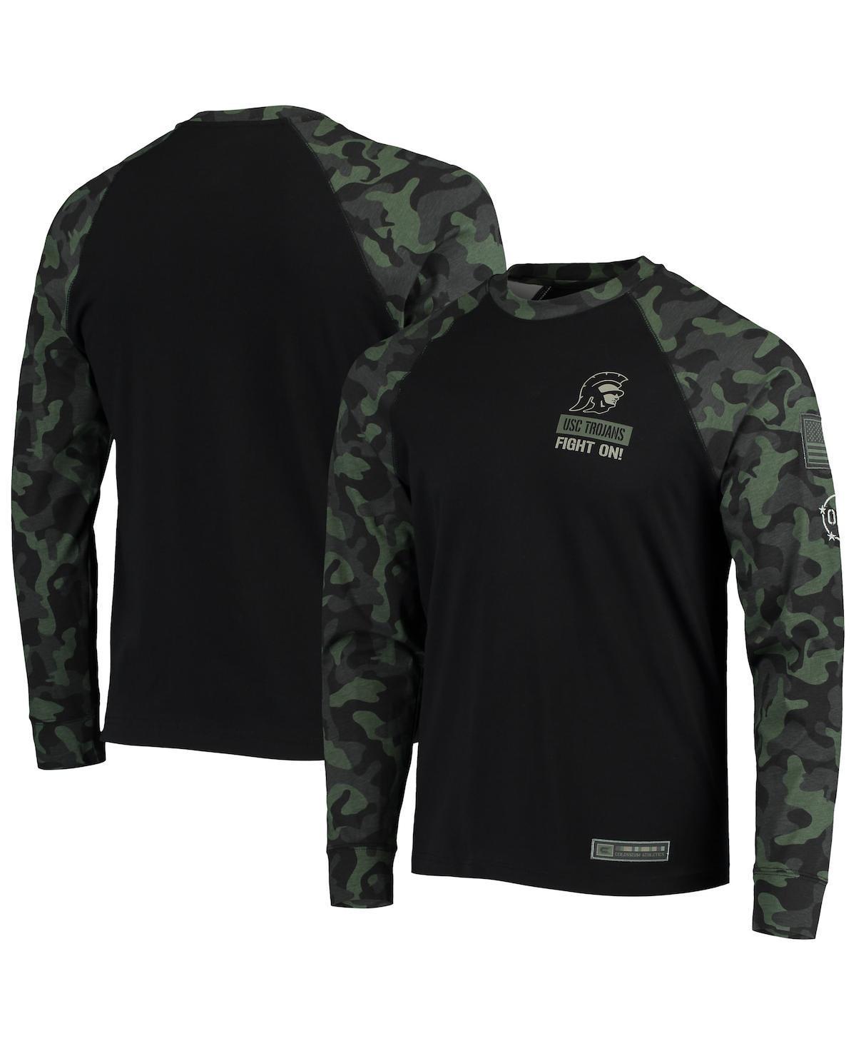 Mens Colosseum Black USC Trojans OHT Military Appreciation Camo Raglan Long Sleeve T-Shirt Product Image