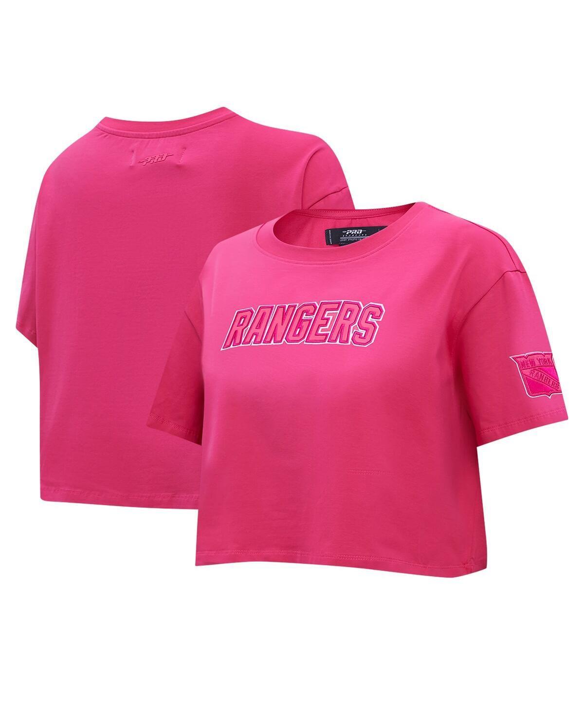 Womens Pro Standard New York Rangers Triple Pink Cropped Boxy T-shirt Product Image