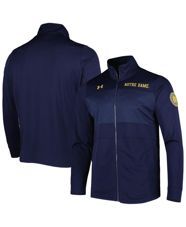 Mens Under Armour Notre Dame Fighting Irish Knit Warm-Up Full-Zip Jacket Blue Product Image