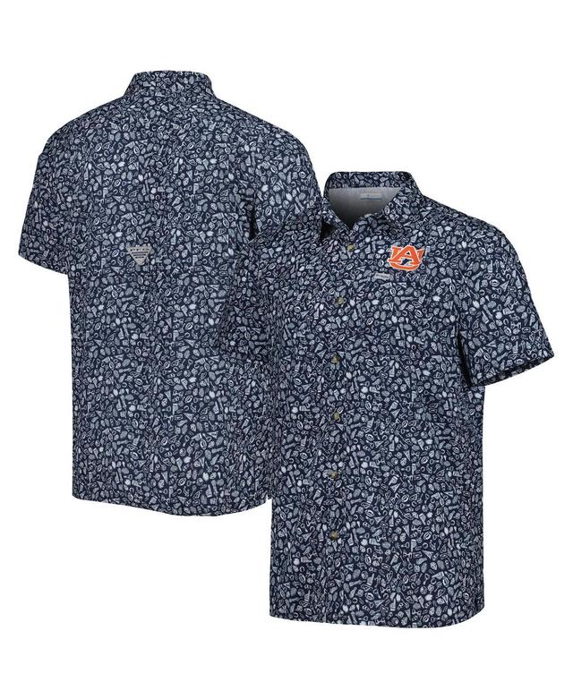 Mens Columbia Navy Auburn Tigers Super Slack Tide Omni-Shade Team Button-Up Shirt Product Image