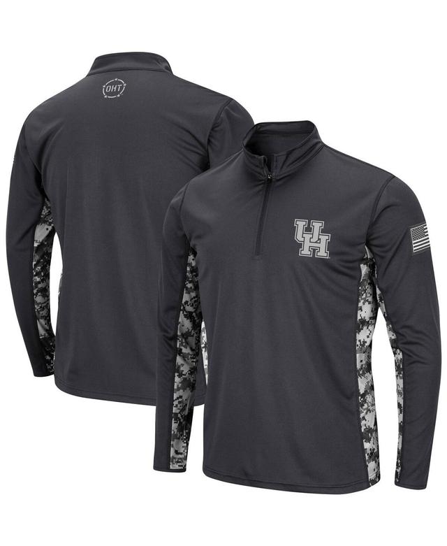 Mens Colosseum Charcoal Nebraska Huskers OHT Military Appreciation Digi Camo Quarter-Zip Jacket NEB CHARCO Product Image