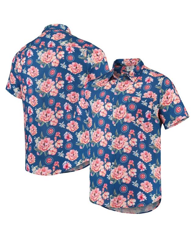 Mens FOCO Royal Chicago Cubs Floral Linen Button-Up Shirt Product Image