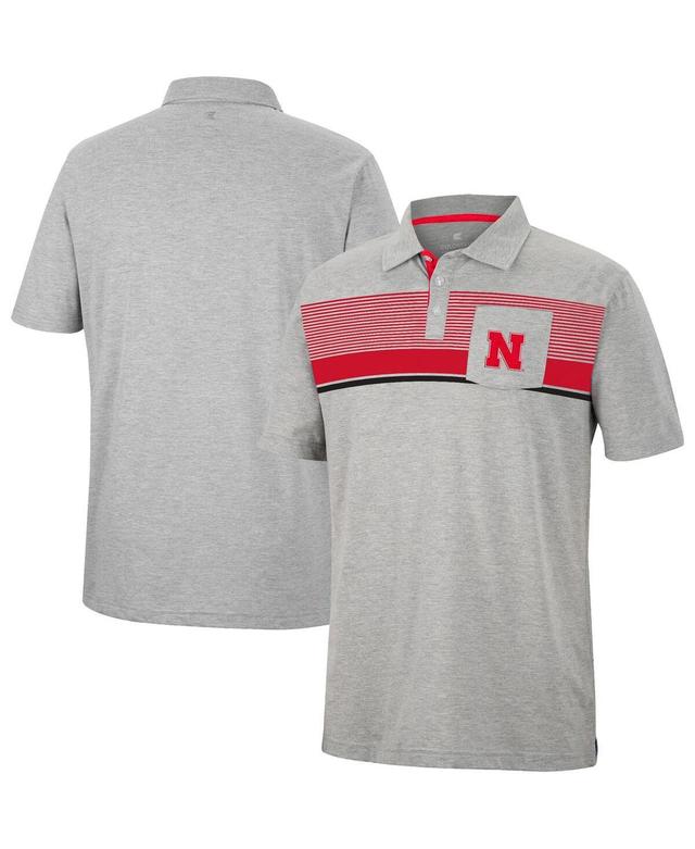 Mens Colosseum Heathered Gray Nebraska Huskers Golfer Pocket Polo Shirt Product Image