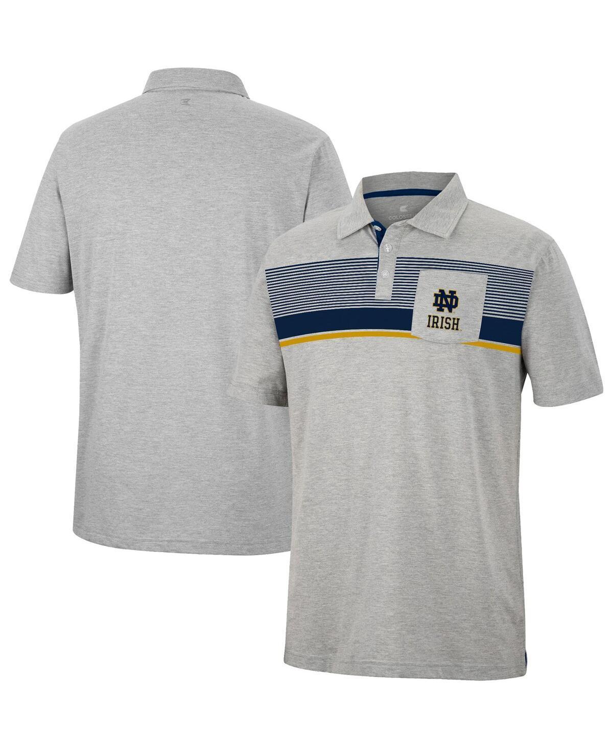 Mens Colosseum Heathered Gray Notre Dame Fighting Irish Golfer Pocket Polo Shirt Product Image