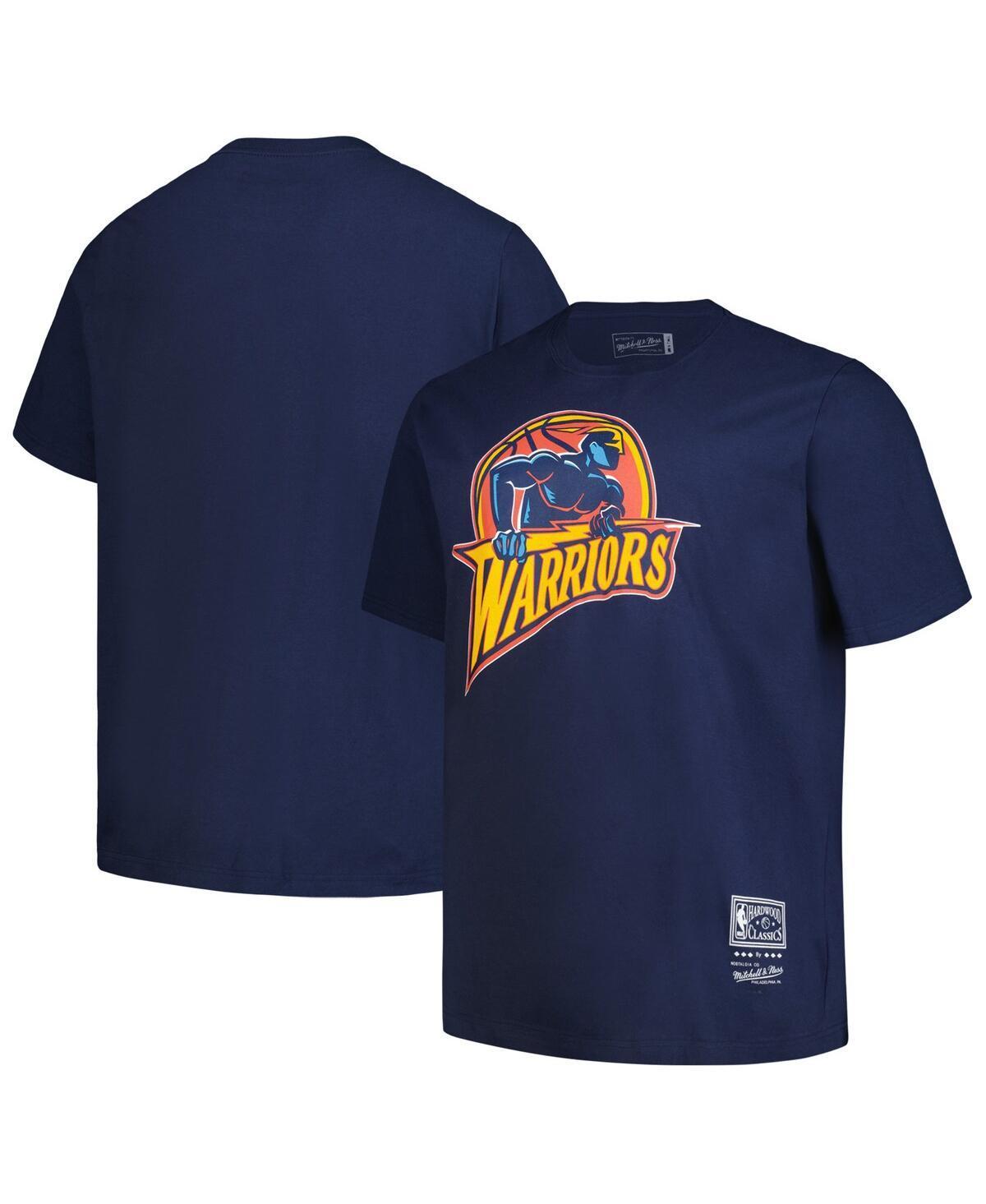 Mitchell Ness Mens Navy Golden State Warriors Big Tall Hardwood Classics Vintage-like Logo T-Shirt Product Image