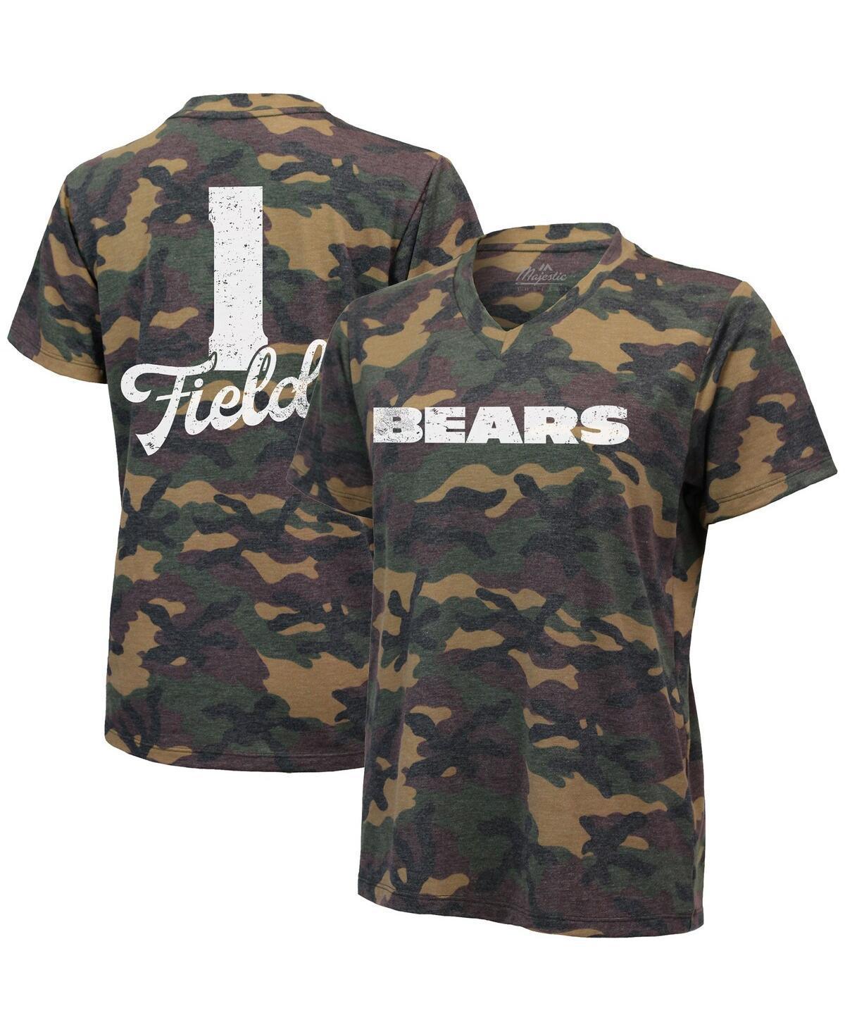 Womens Justin Fields Camo Chicago Bears Name & Number V-Neck T-Shirt Product Image