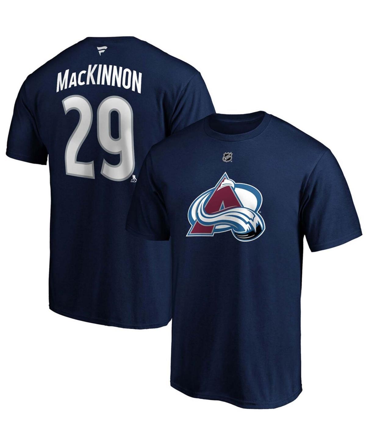 Mens Nathan Mackinnon Navy Colorado Avalanche Authentic Stack Name and Number T-shirt Product Image