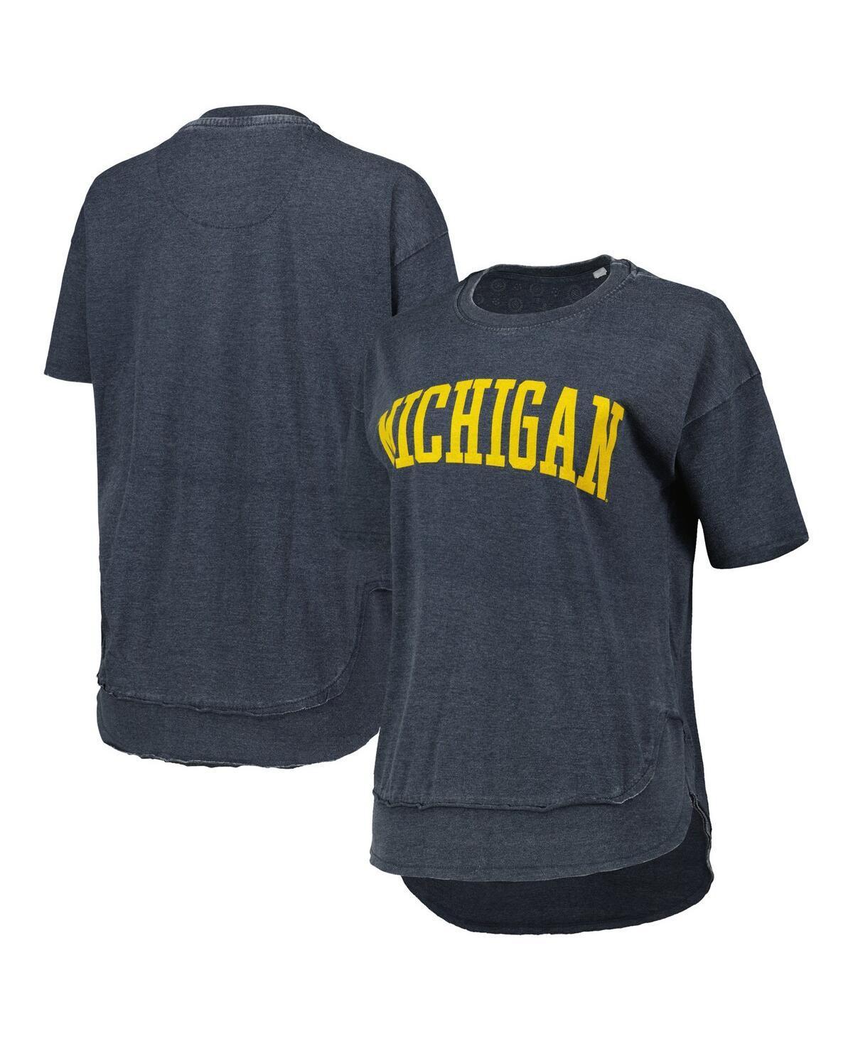 Womens Pressbox Heathered Navy Michigan Wolverines Arch Poncho T-shirt Product Image