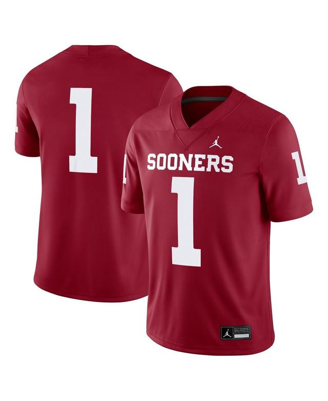 Jordan Mens 1 Crimson Oklahoma Sooners Game Jersey - Crimson Product Image