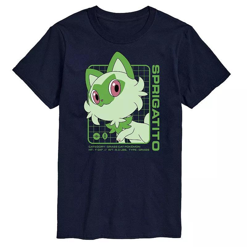 Mens Pokemon Sprigatito Stats Graphic Tee Blue Product Image