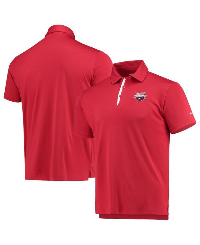 Columbia Mens Red Usa Swimming Swim Sand Save Polo Shirt Product Image