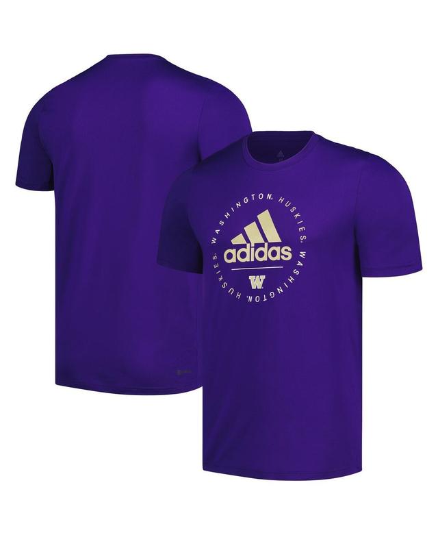 Mens adidas Purple Washington Huskies Stripe Up Aeroready Pregame T-shirt Product Image