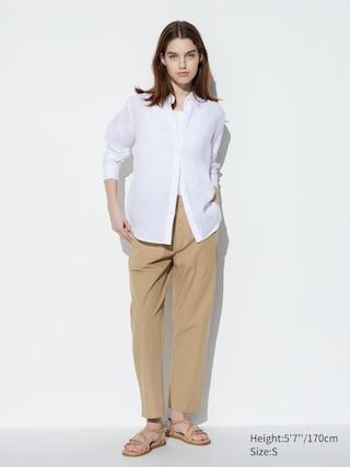 Womens Cotton Relaxed Ankle Pants Khaki XS UNIQLO US Product Image