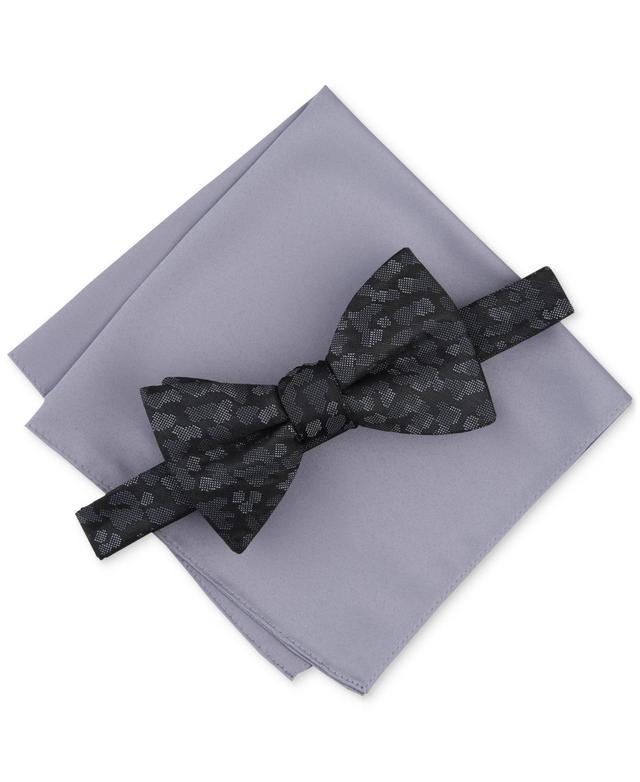 Alfani Mens Abstract Pattern Bow Tie & Solid Pocket Square Set, Created for Macys Product Image