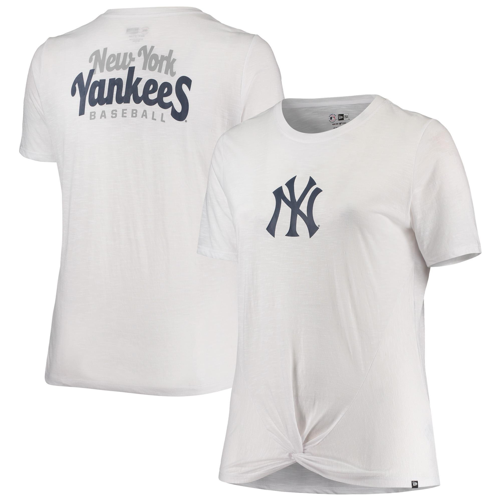 Womens New Era White New York Yankees Plus Size 2-Hit Front Knot T-Shirt Product Image