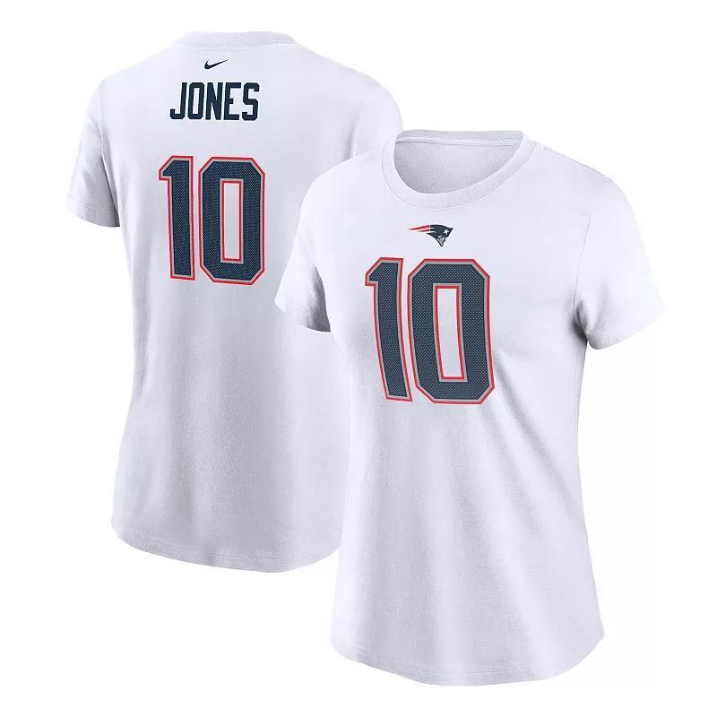 Womens Nike Mac Jones White New England Patriots Player Name Number T-shirt Product Image