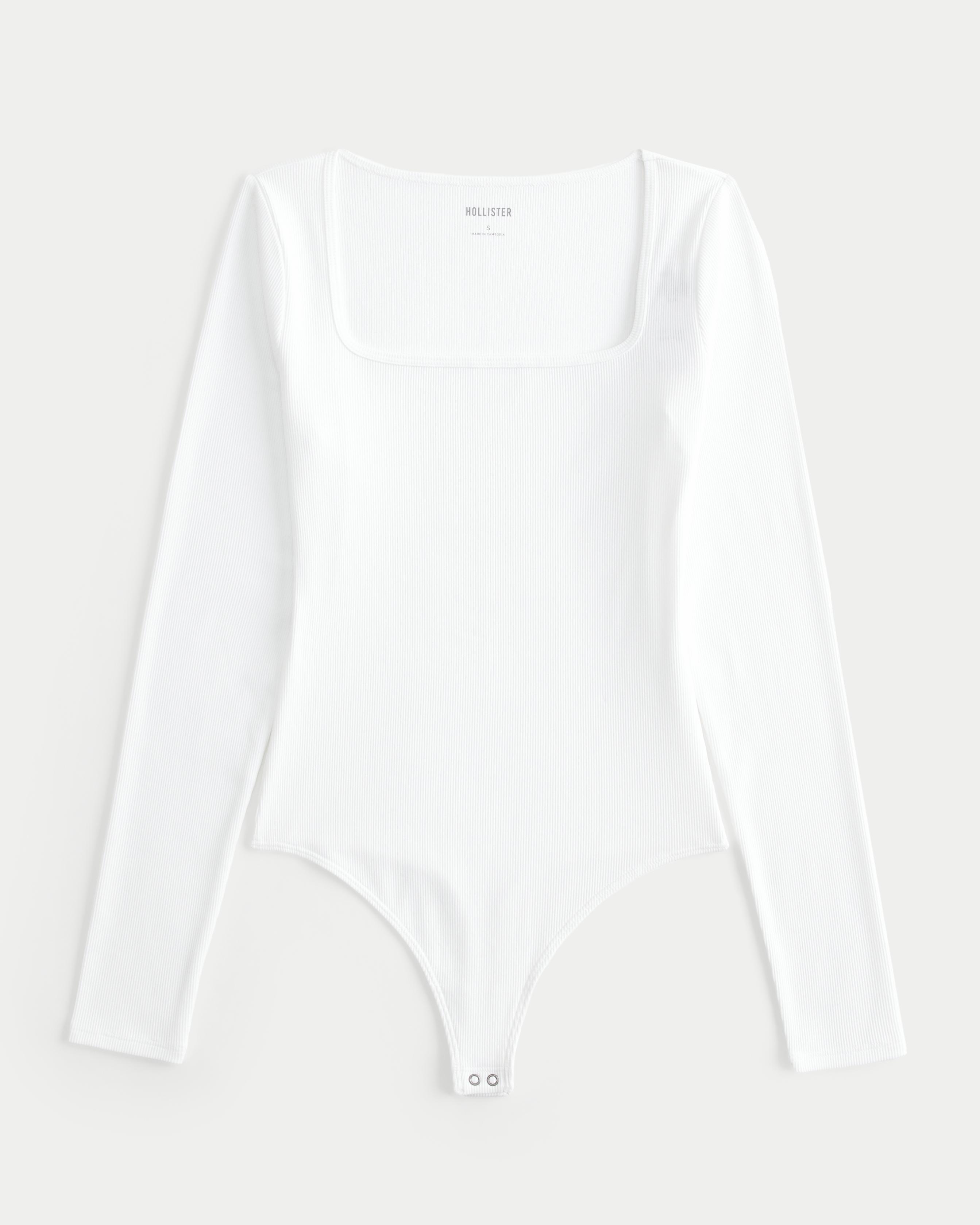 Ribbed Seamless Fabric Square-Neck Bodysuit Product Image