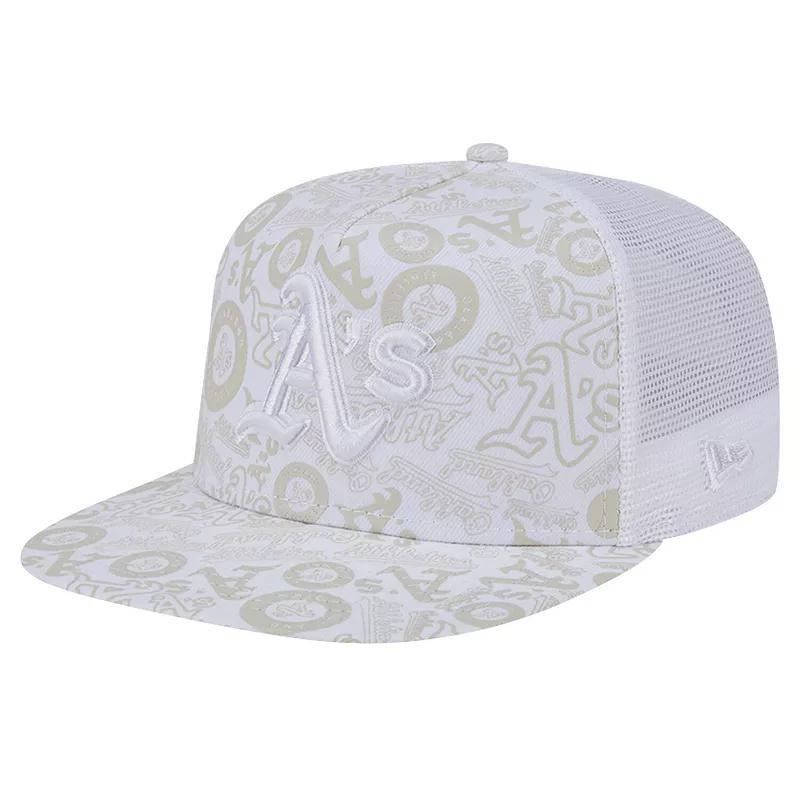 Mens New Era Oakland Athletics Logo Dunes A-Frame Trucker 9FIFTY Snapback Hat Product Image