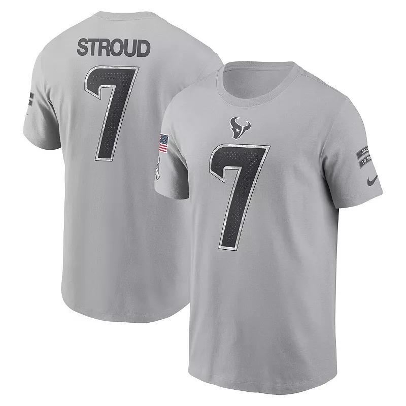 Mens Nike C.J. Stroud Gray Houston Texans 2024 Salute To Service Name & Number T-Shirt Product Image