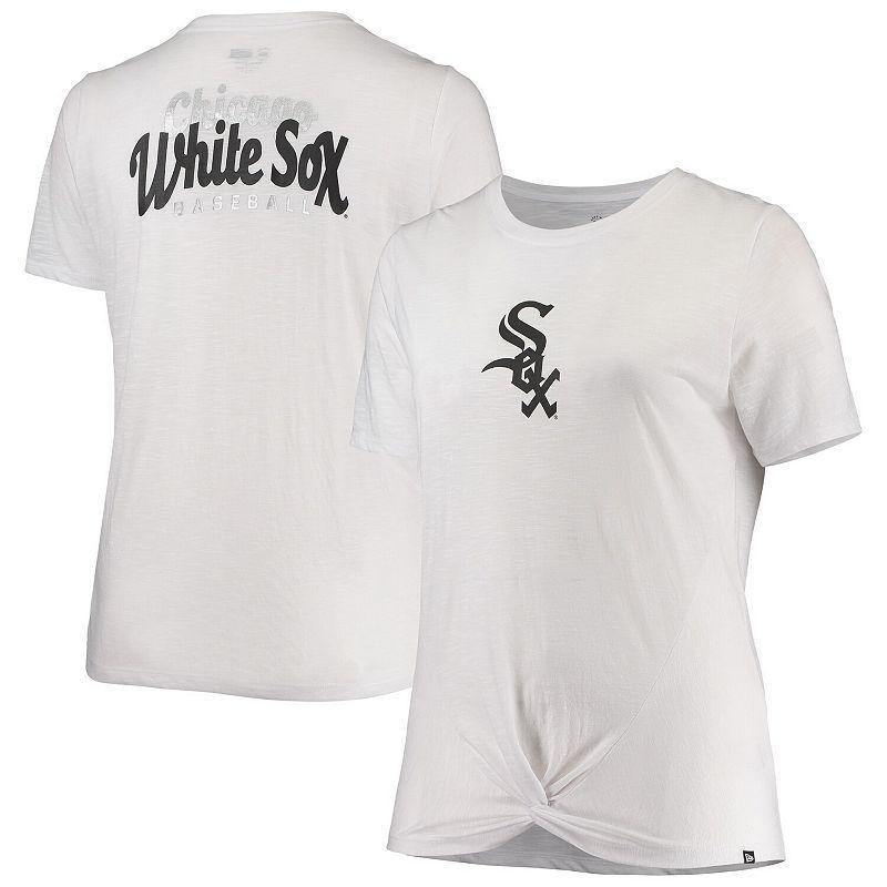 Womens New Era White Chicago White Sox Plus Size 2-Hit Front Knot T-Shirt Product Image