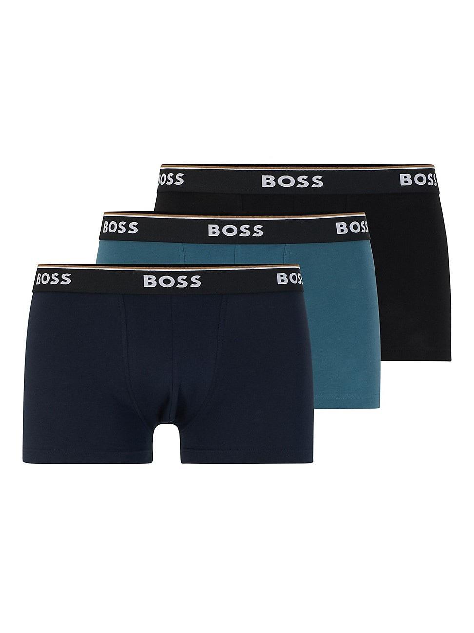 Mens Three-pack of stretch-cotton trunks with logo Product Image