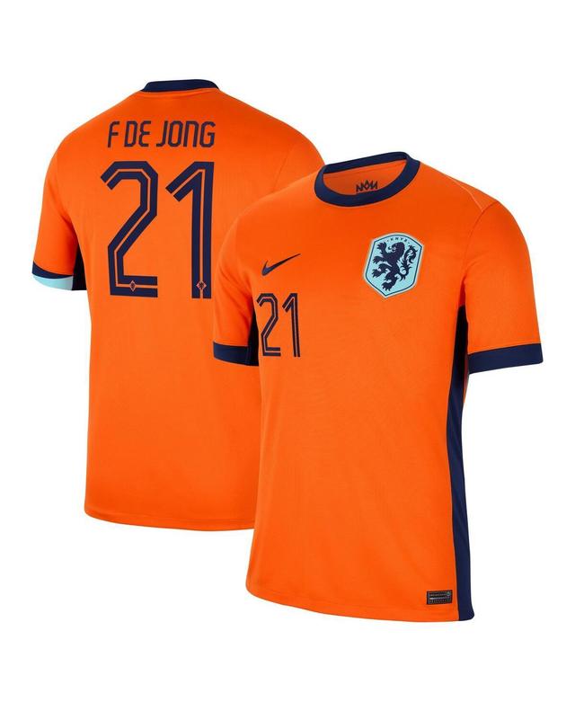 Nike Mens Frenkie de Jong Orange Netherlands National Team 2024 Home Replica Jersey - Orange Product Image