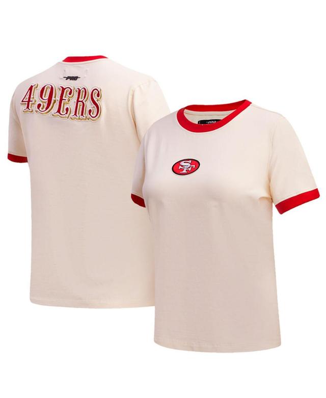 Womens Pro Standard Cream Distressed San Francisco 49ers Retro Classic Ringer T-shirt Product Image