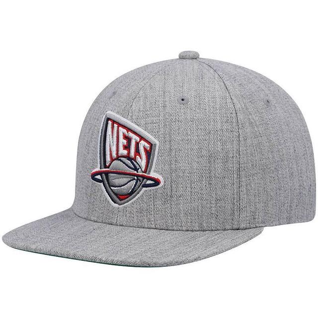 Mens Mitchell & Ness Heathered Gray New Jersey Nets Hardwood Classics Team 2.0 Snapback Hat Product Image