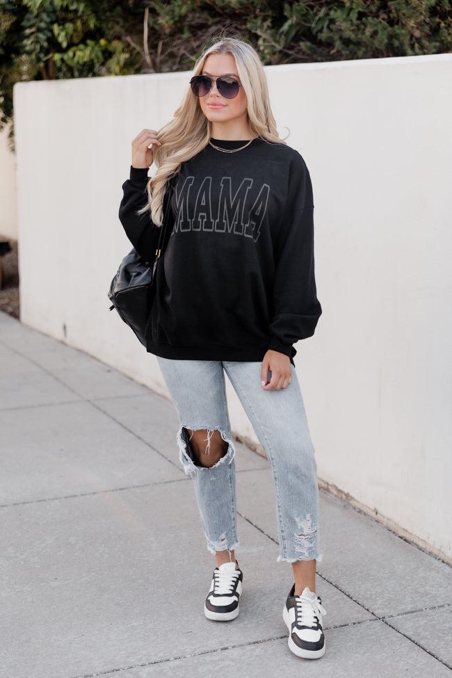 Mama Grey Block Black Oversized Graphic Sweatshirt Product Image