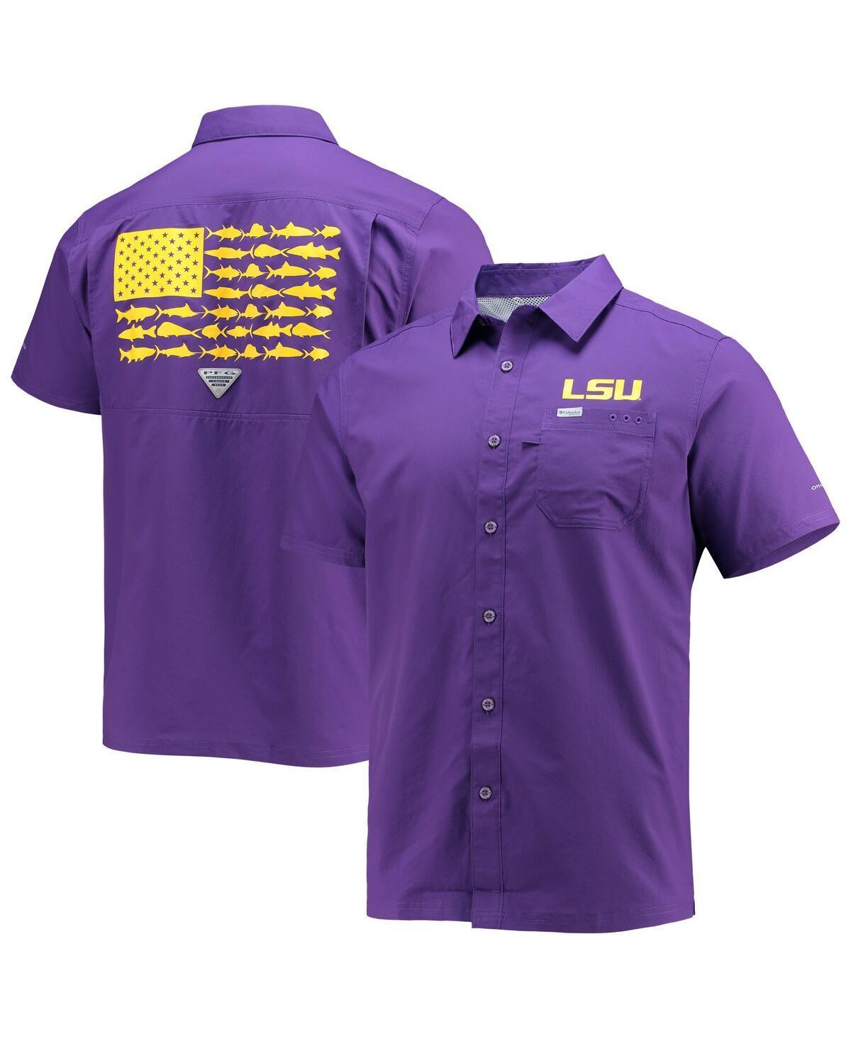 Mens Columbia PFG LSU Tigers Slack Tide Camp Button-Up Shirt Product Image