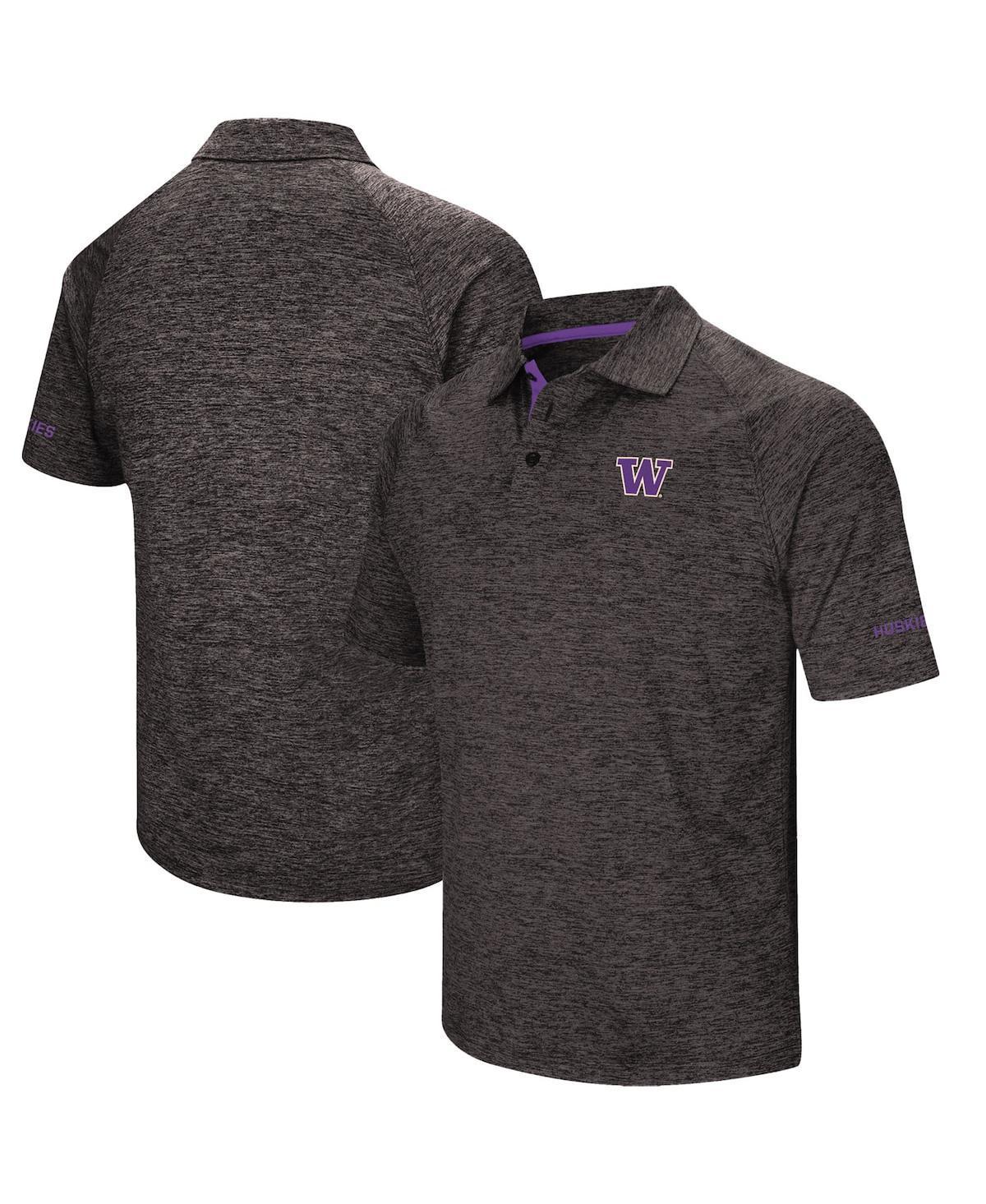 Mens Colosseum Black Washington Huskies Down Swing Polo Shirt Product Image