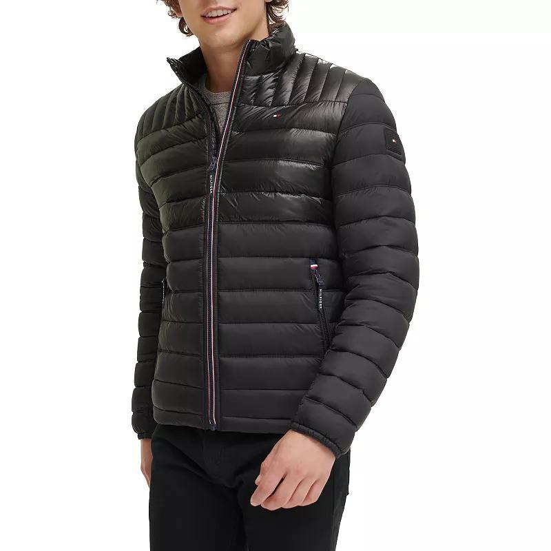 Big & Tall Tommy Hilfiger Stand Collar Packable Puffer Jacket, Mens Black Product Image