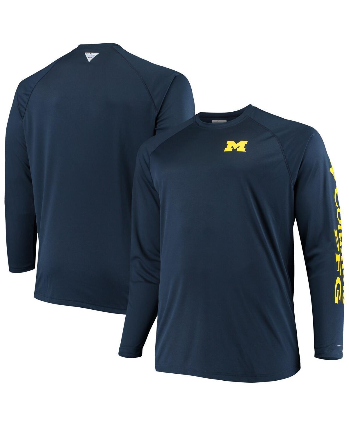 Mens Columbia Navy Michigan Wolverines Big and Tall Terminal Tackle Long Sleeve Omni-Shade T-shirt Product Image