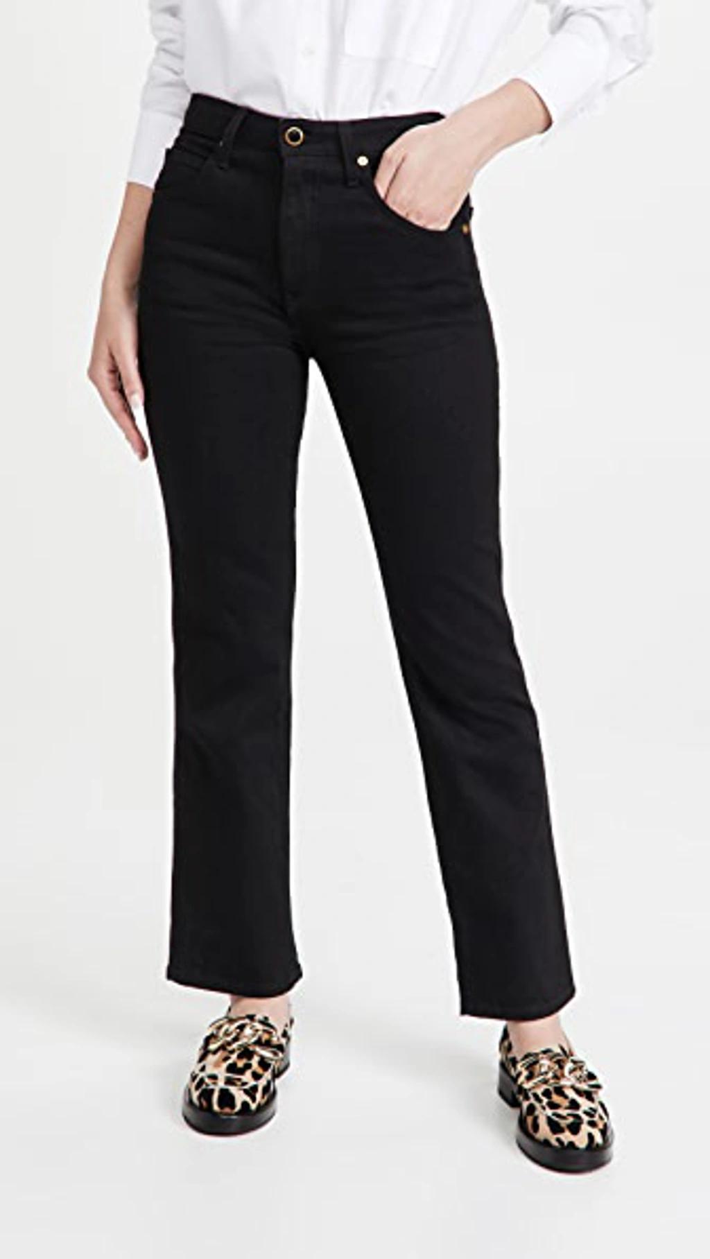 KHAITE Vivian Cropped High-rise Bootcut Jeans In Black Rinse Product Image