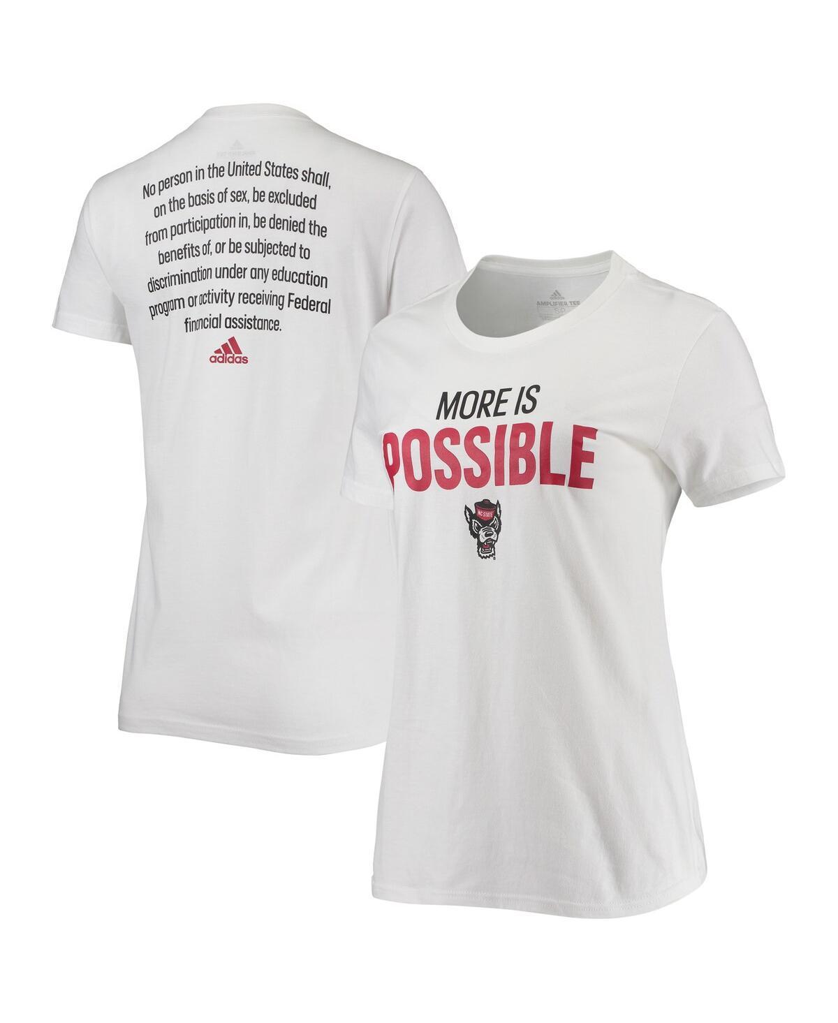 Womens adidas White NC State Wolfpack More Is Possible T-Shirt Product Image