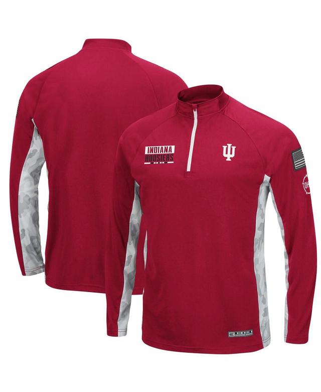 Mens Colosseum Crimson Indiana Hoosiers OHT Military Appreciation Snow Cruise Raglan 1/4-Zip Jacket Product Image