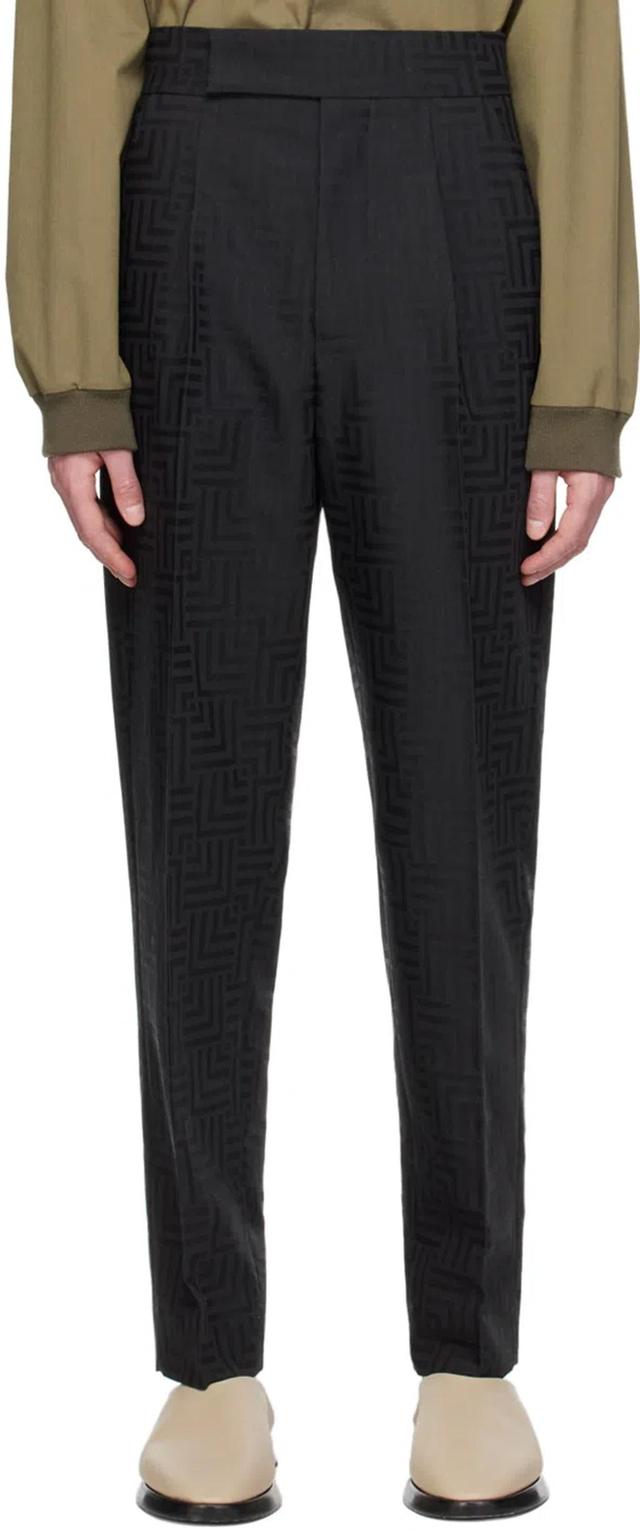 Black Jacquard Trousers Product Image