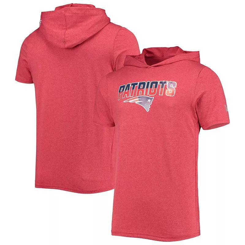 Mens New Era Heathered New England Patriots Team Brushed Hoodie T-Shirt Product Image