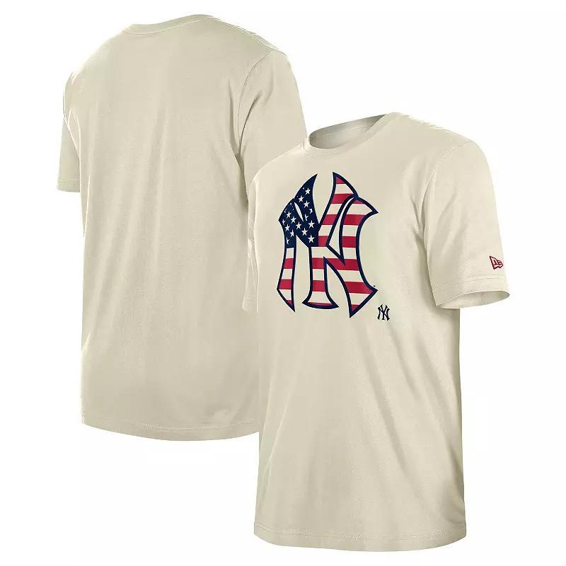 Mens New Era Cream New York Yankees 4th of July Flag Fill T-Shirt Product Image