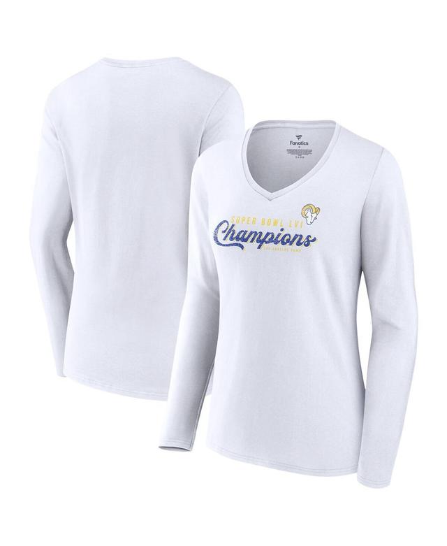 Womens Fanatics White Los Angeles Rams Super Bowl Lvi Champions Long Sleeve V-Neck T-shirt Product Image