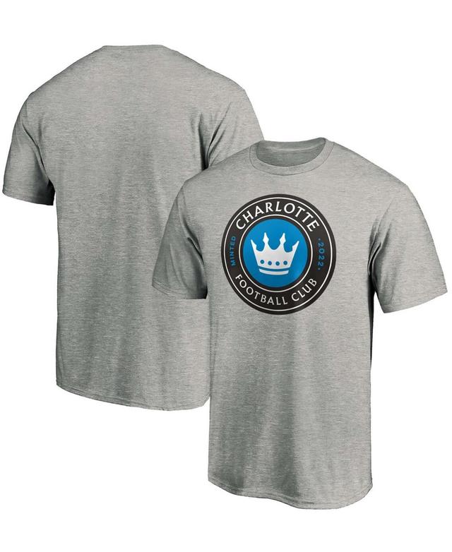 Mens Heathered Gray Charlotte Fc Primary Logo Team T-shirt Product Image