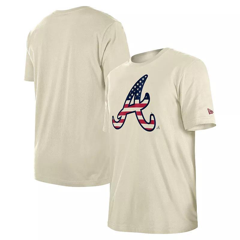 Mens New Era Cream Atlanta Braves 4th of July Flag Fill T-Shirt Product Image