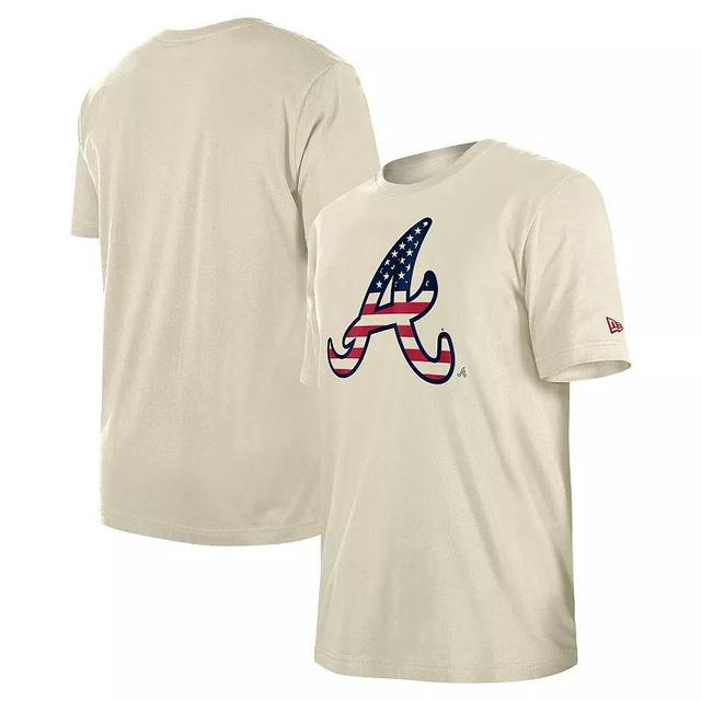 New Era Mens Cream Atlanta Braves 4th of July Flag Fill T-Shirt Product Image