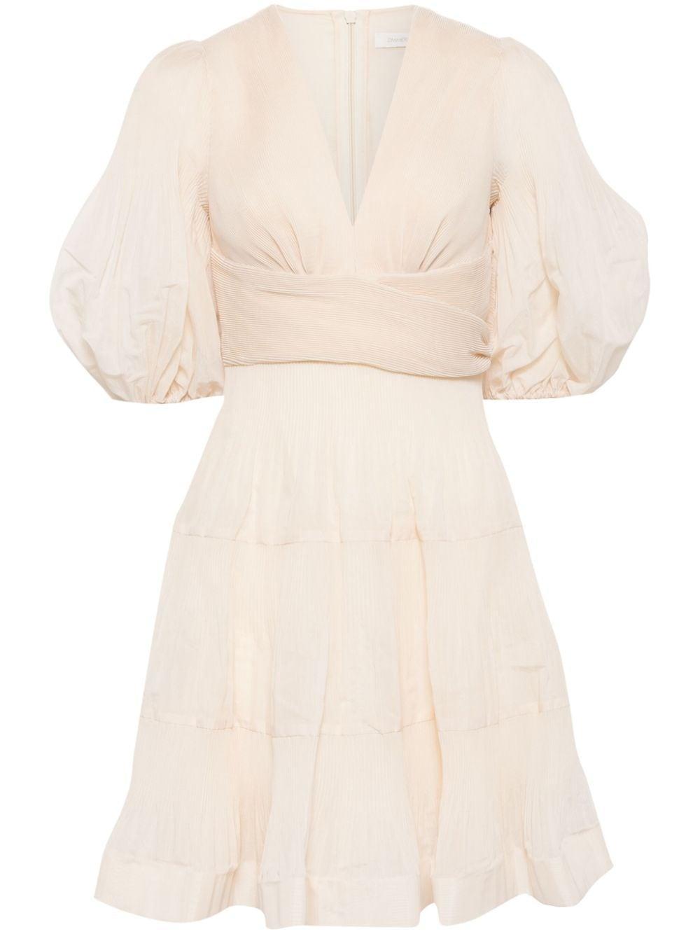 Pleated Mini Dress In Neutrals Product Image